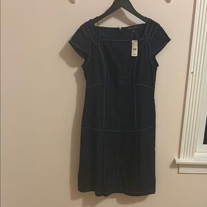Brooks Brothers navy blue linen Sheath Midi Dress